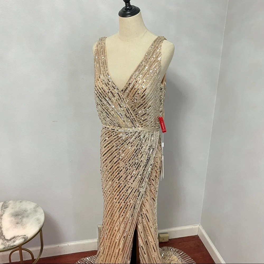 # Mac Duggal Starburst Sequin Column Gown New With Tag - Picture 7 of 17